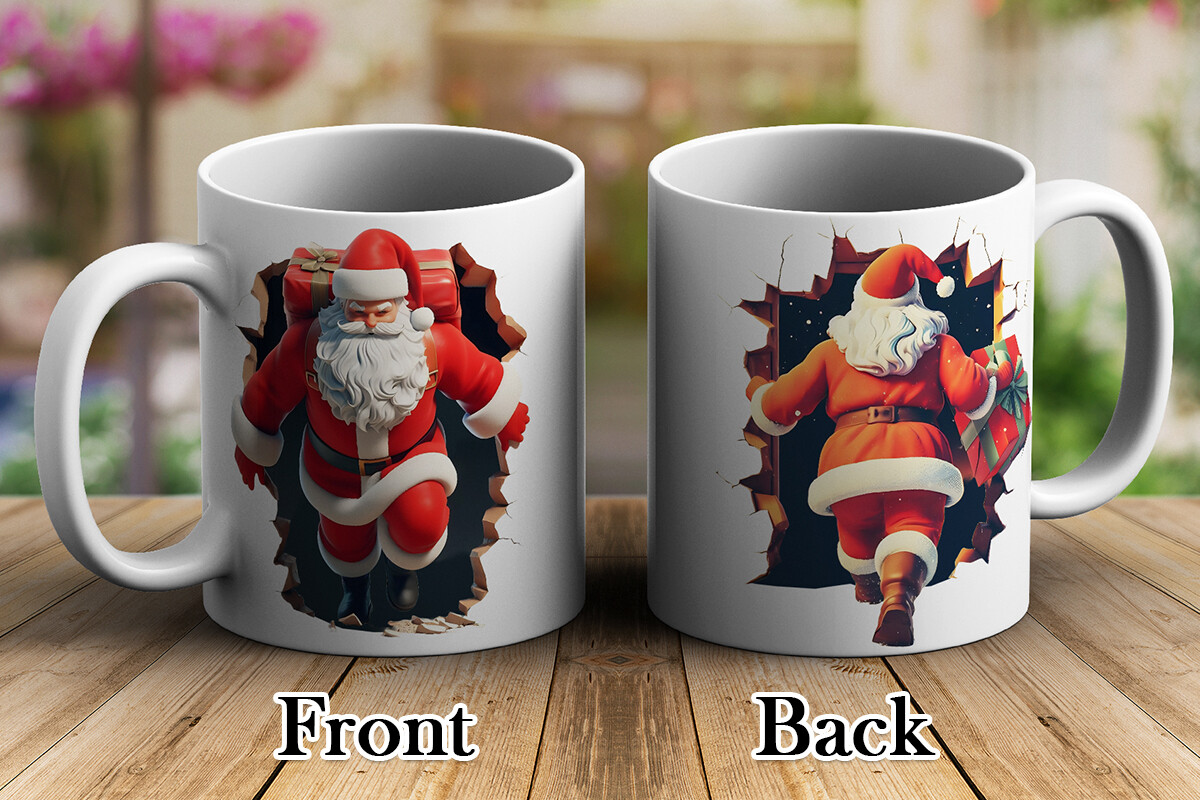 Santa Claus Break Through 3D Mug Wrap #5 Graphic by PNKArt · Creative ...