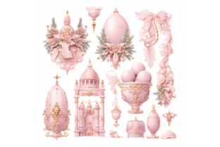 Vintage Pink Christmas Clipart Graphic by Digital Palace · Creative Fabrica