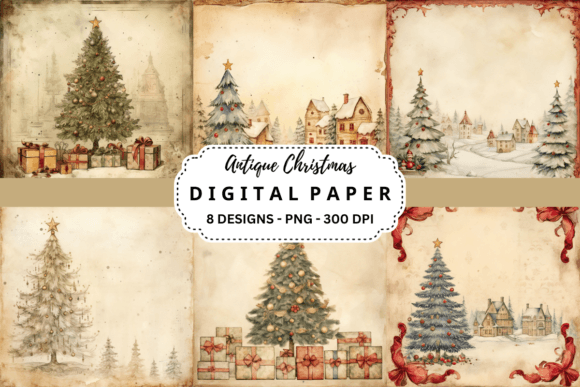 Watercolor Antique Christmas Background
