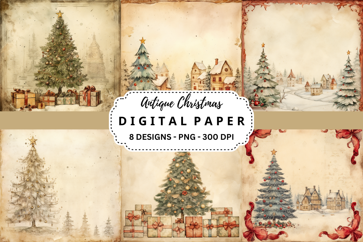 Watercolor Antique Christmas Background
