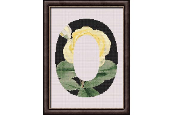 Yellow Rose on Black O Monogram