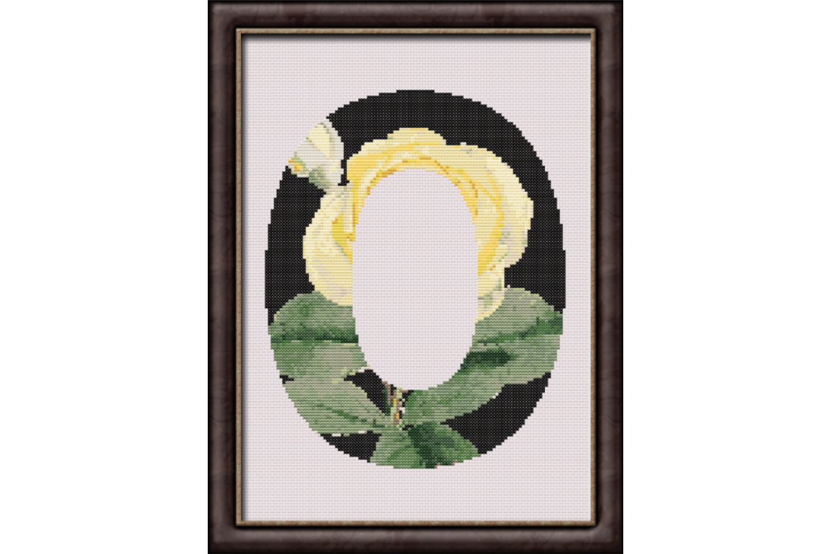 Yellow Rose on Black O Monogram