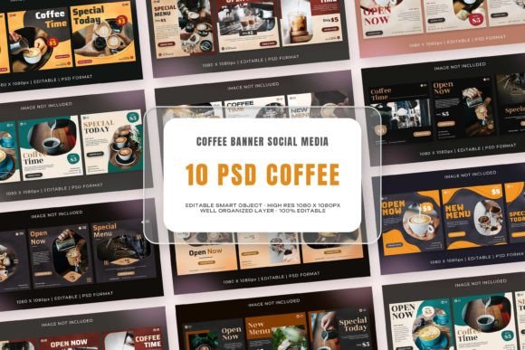 Preview of 10 Bundle Coffee Social Media Post or Ba coffee shop social media template