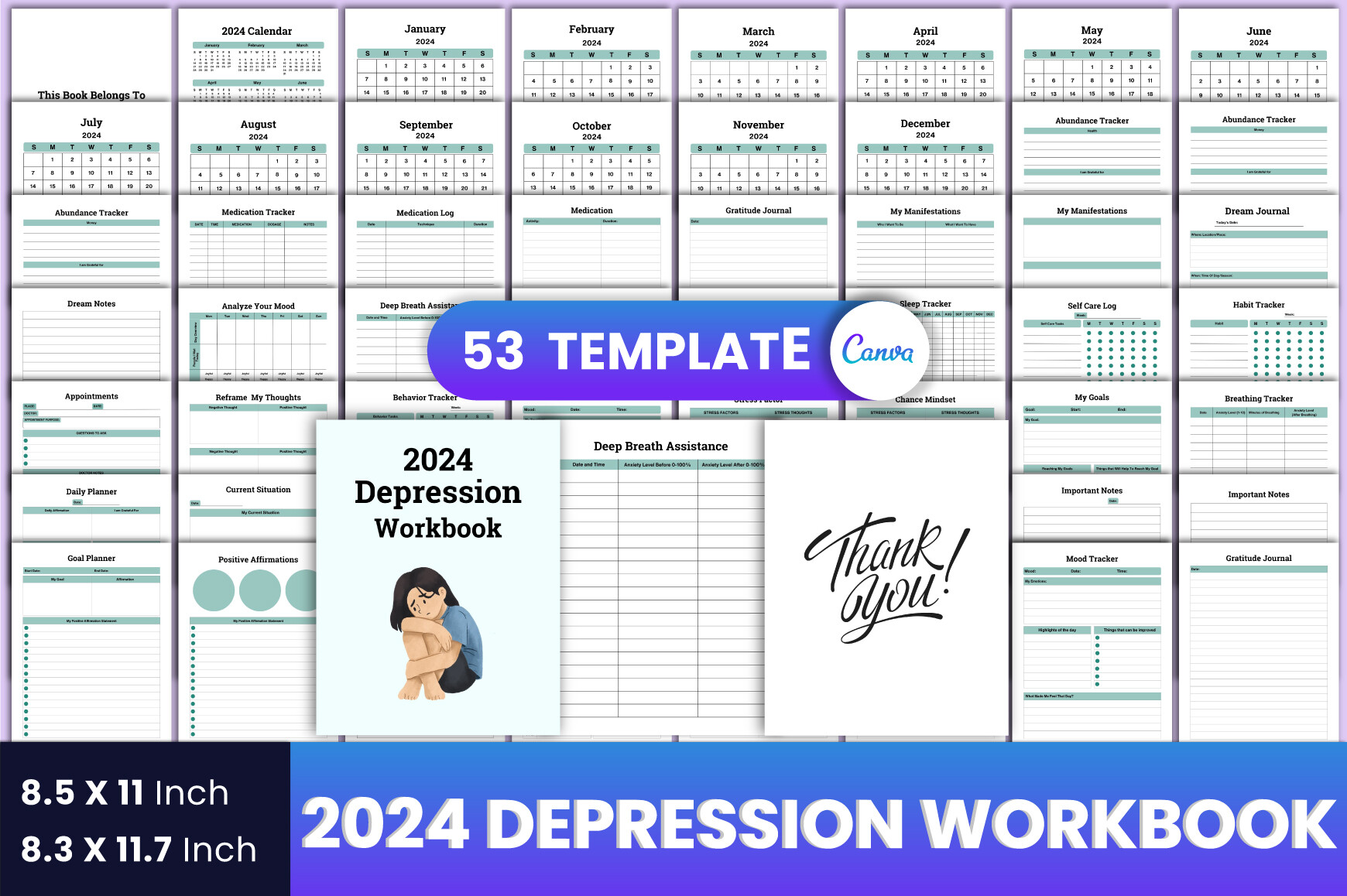 2024 Depression Workbook Canva Interior Graphic by munjixpro · Creative ...