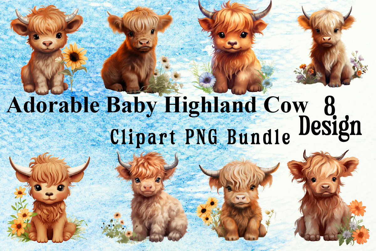 Adorable Baby Highland Cow Graphic by Vintage · Creative Fabrica