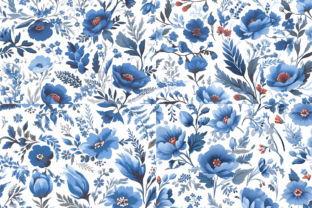 Blue Vintage Floral Digital Paper Graphic by daphnekstudio · Creative ...