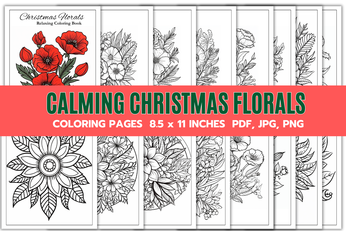CALMING CHRISTMAS FLORAL ADULT COLORING