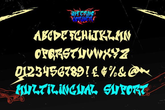 Inferno Corner Font PNG with transparent background - Preview 1