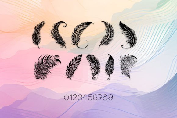 Maori Feathers Font PNG with transparent background - Preview 3