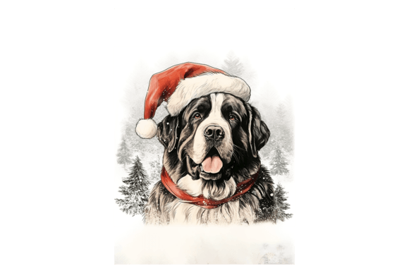 St Bernard Dog Christmas Card Graphic Illustrations By gornidesign