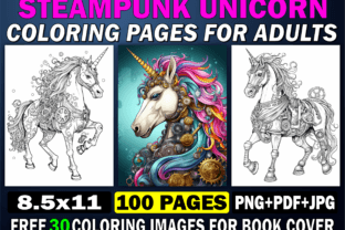100 Steampunk Unicorn Coloring Pages KDP Graphic by KDP PRO DESIGN ...