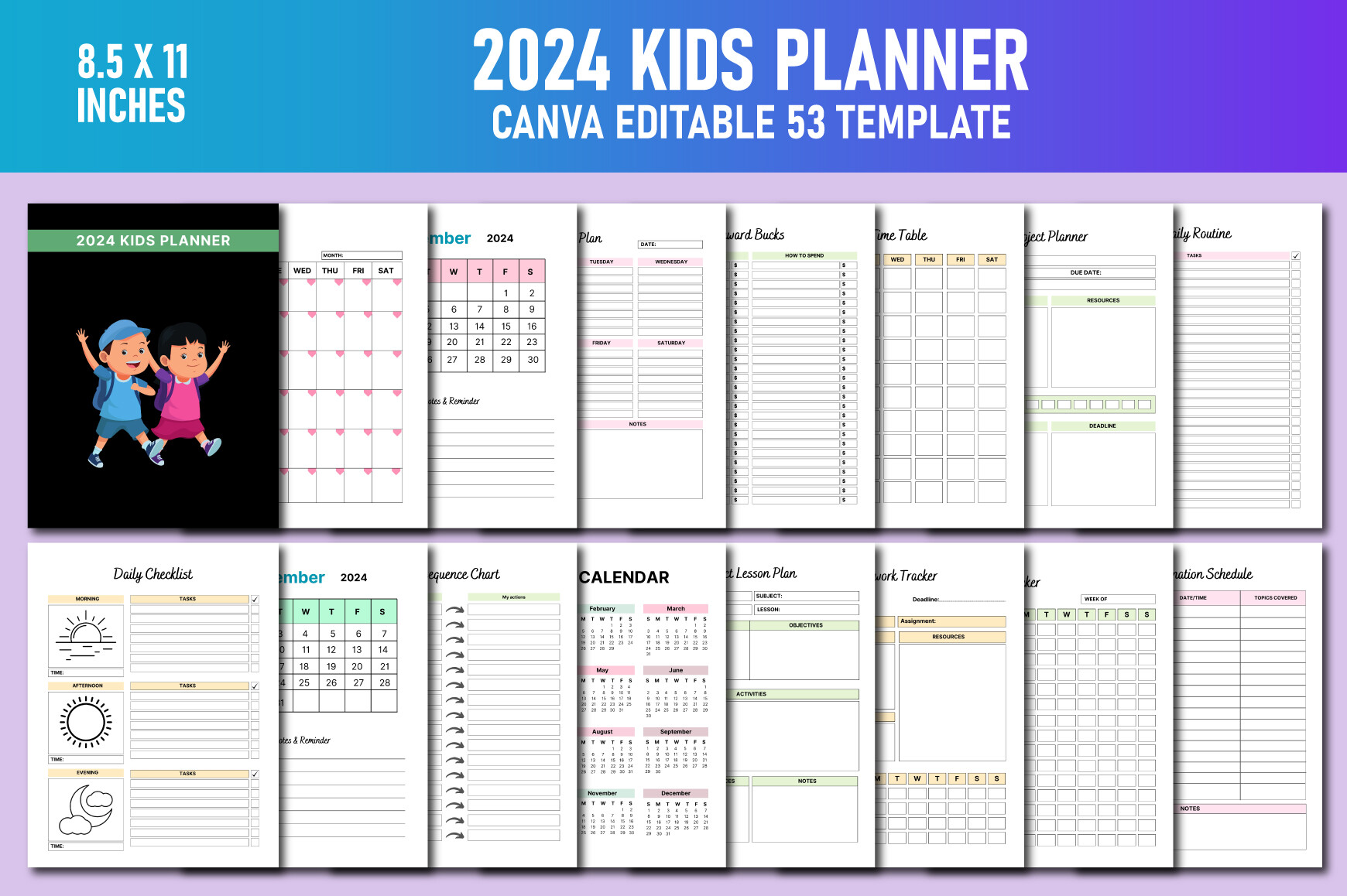 2024 Kids Planner Canva KDP Graphic by Lavlu Creative Zone · Creative ...
