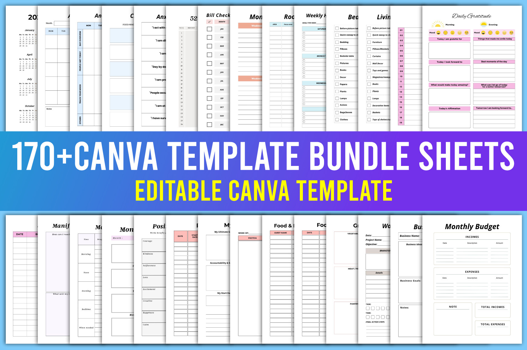 Editable 170+Canva Template Bundle