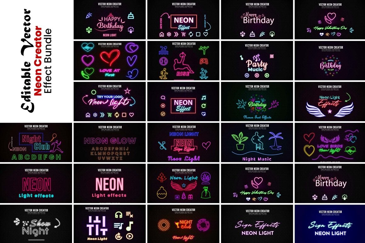 Editable Vector Neon Creator Effect Graphic by mristudio · Creative Fabrica