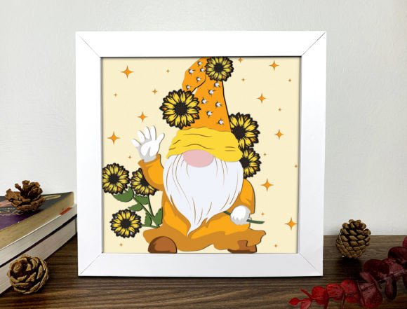 Gnome Sunflower Shadow Box Svg Graphics