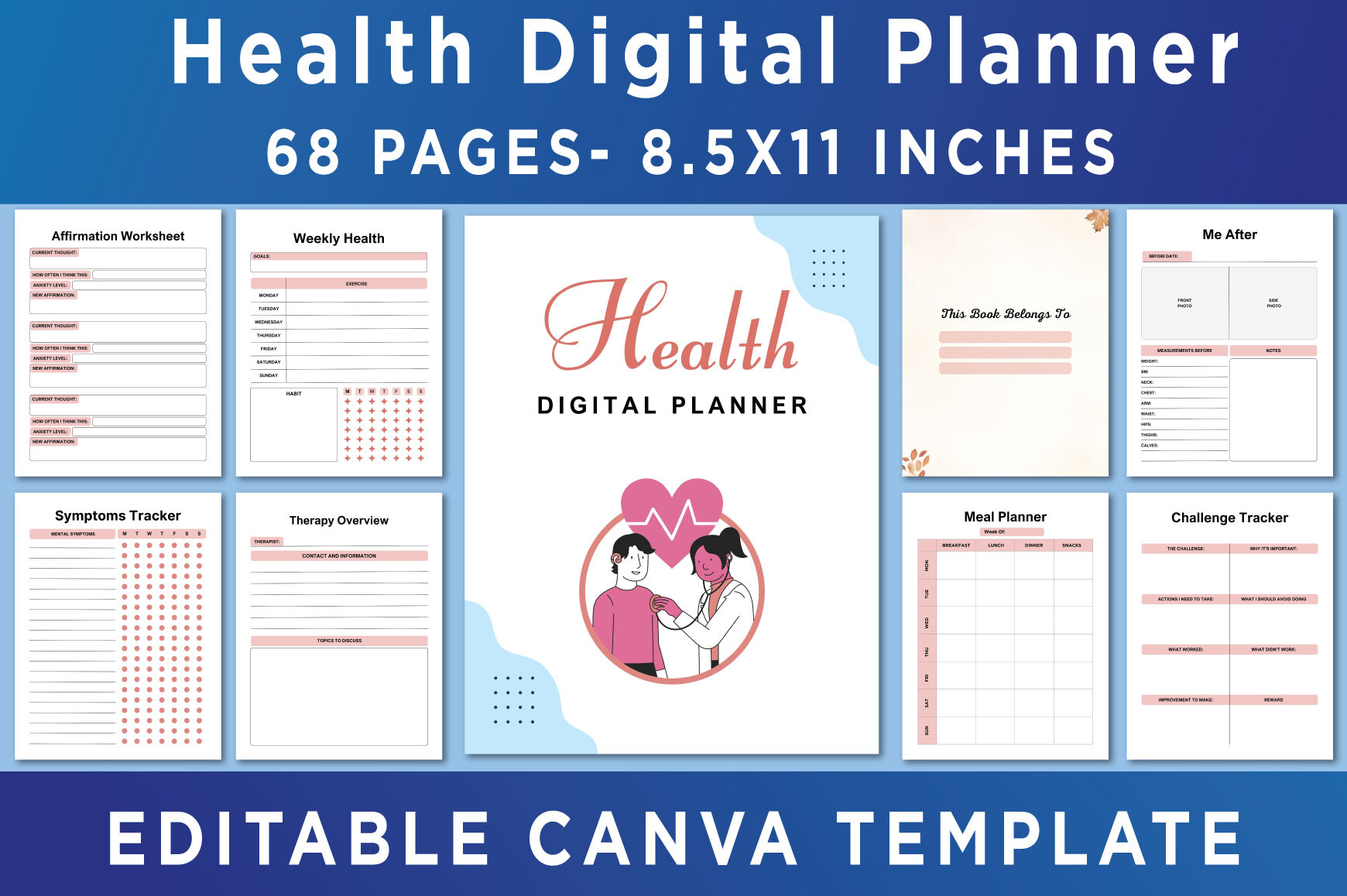 Health Digital Planner Canva Template Graphic by KDP GRAVITY · Creative ...