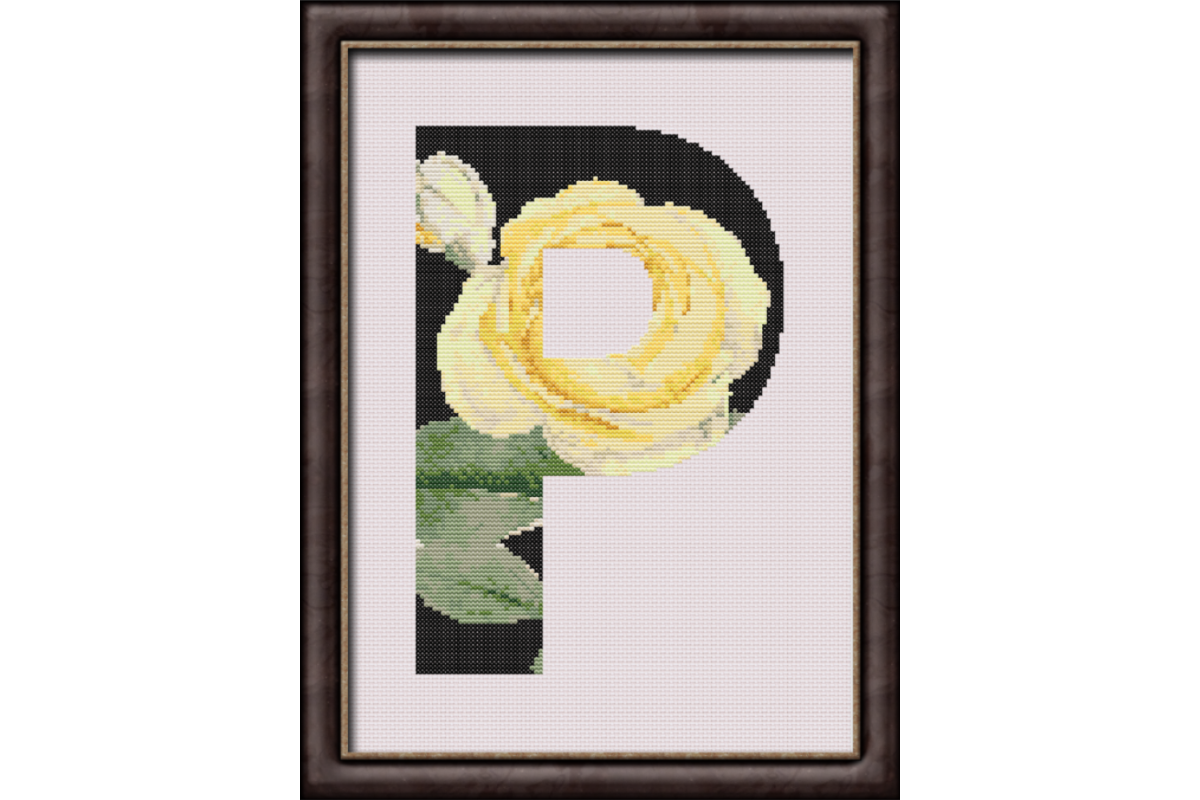 Yellow Rose on Black P Monogram