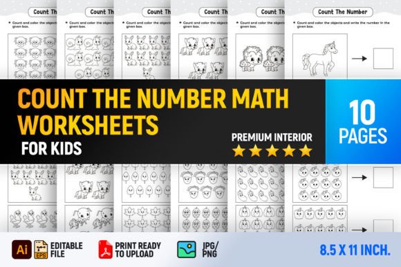 Count the Number Math Worksheets Graphic by Interior Creative ...
