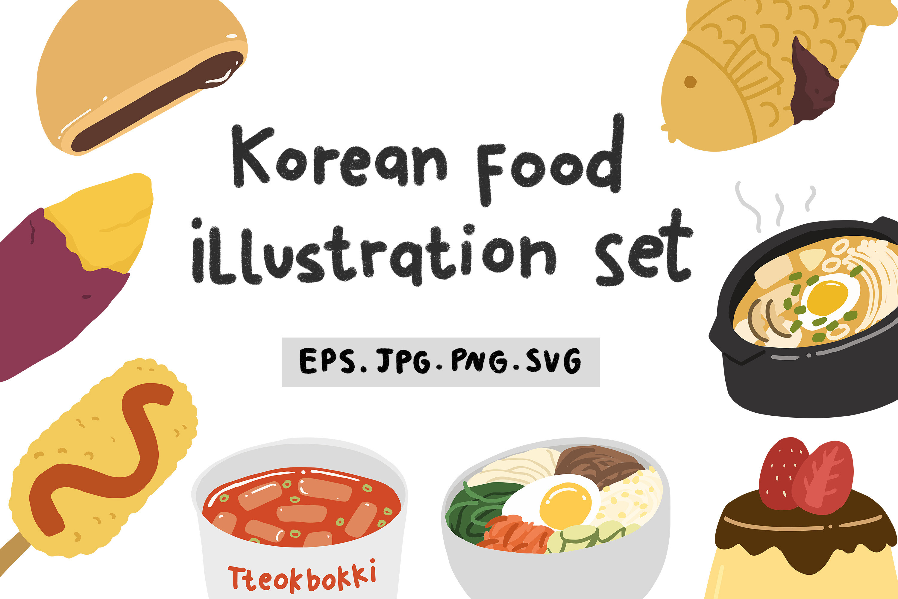 Cute Korean Food Illustration Element