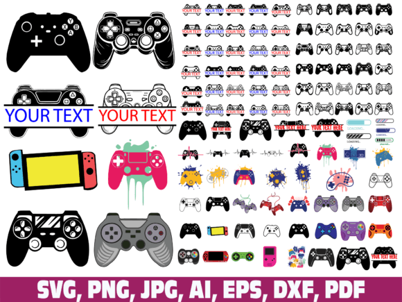 Gamer Controller Split Monogram Name