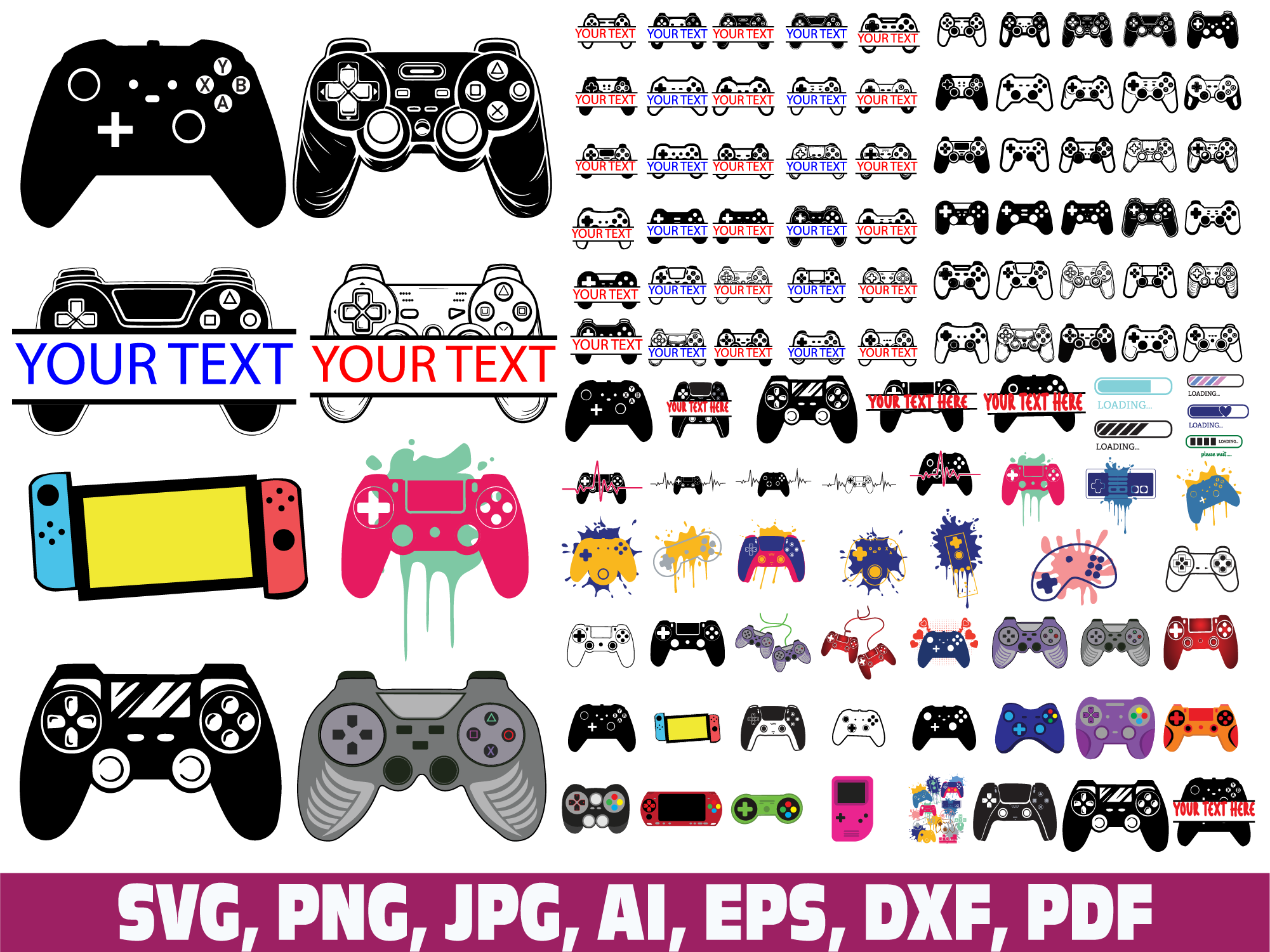 Gamer Controller Split Monogram Name