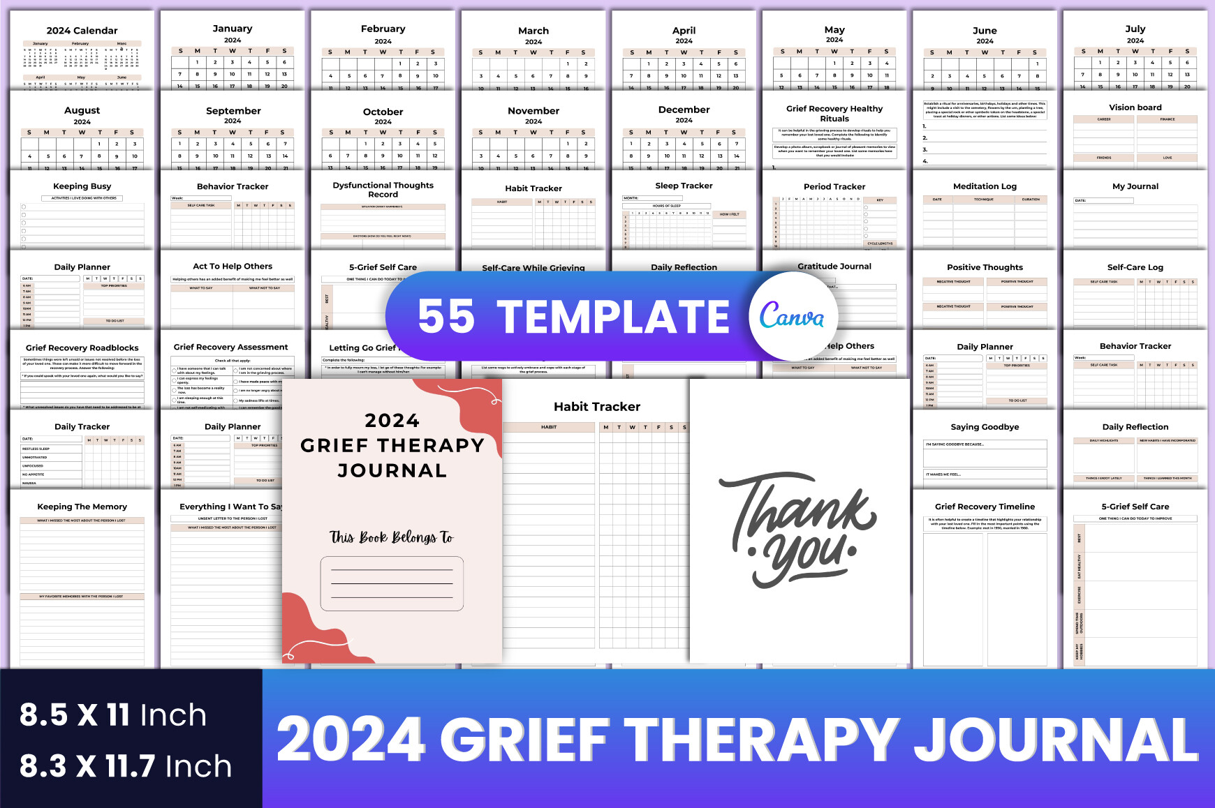 Grief Therapy Journal Canva Interior Graphic by munjixpro · Creative ...