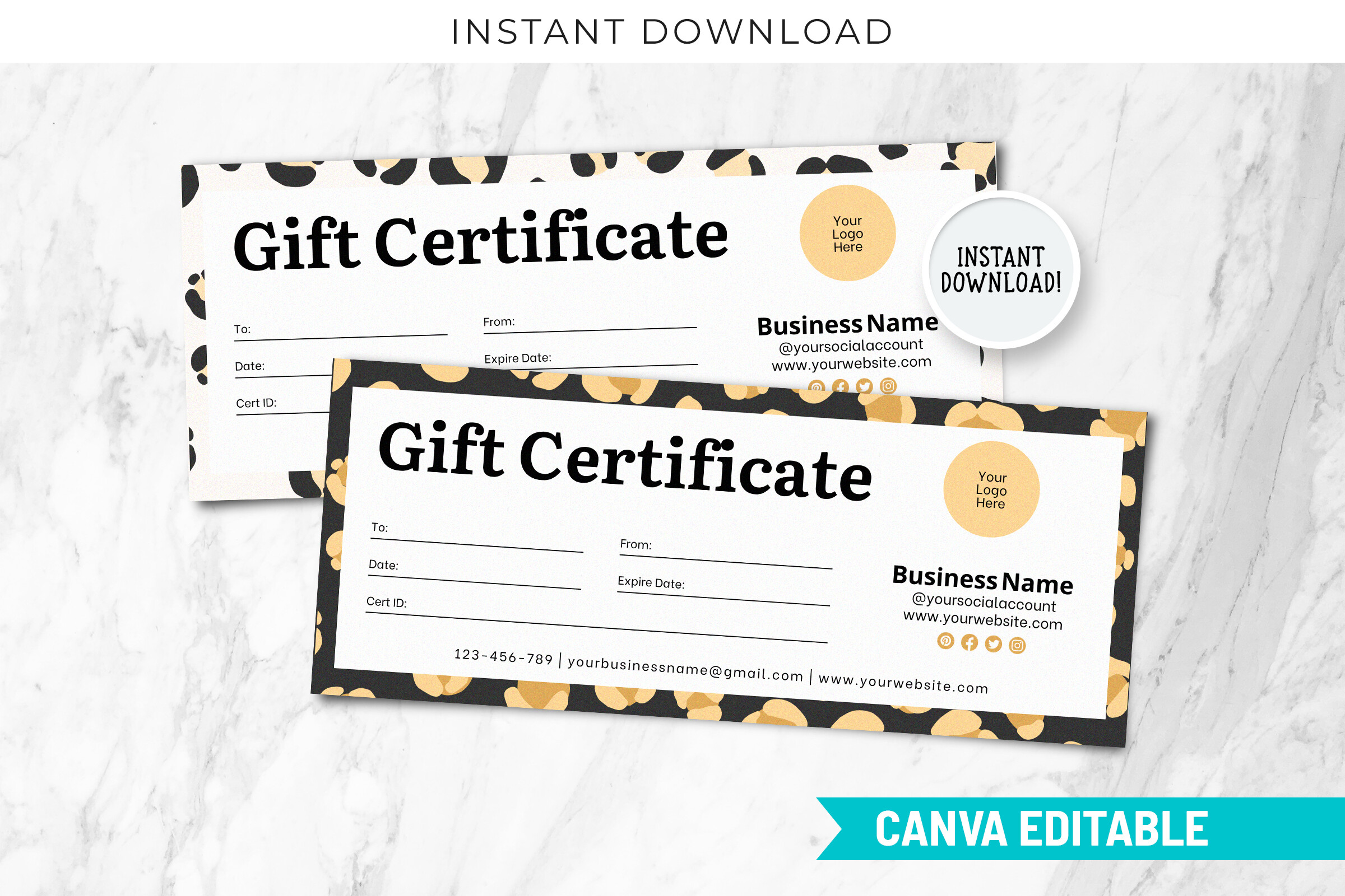 Leopard Gift Certificate Canva Template