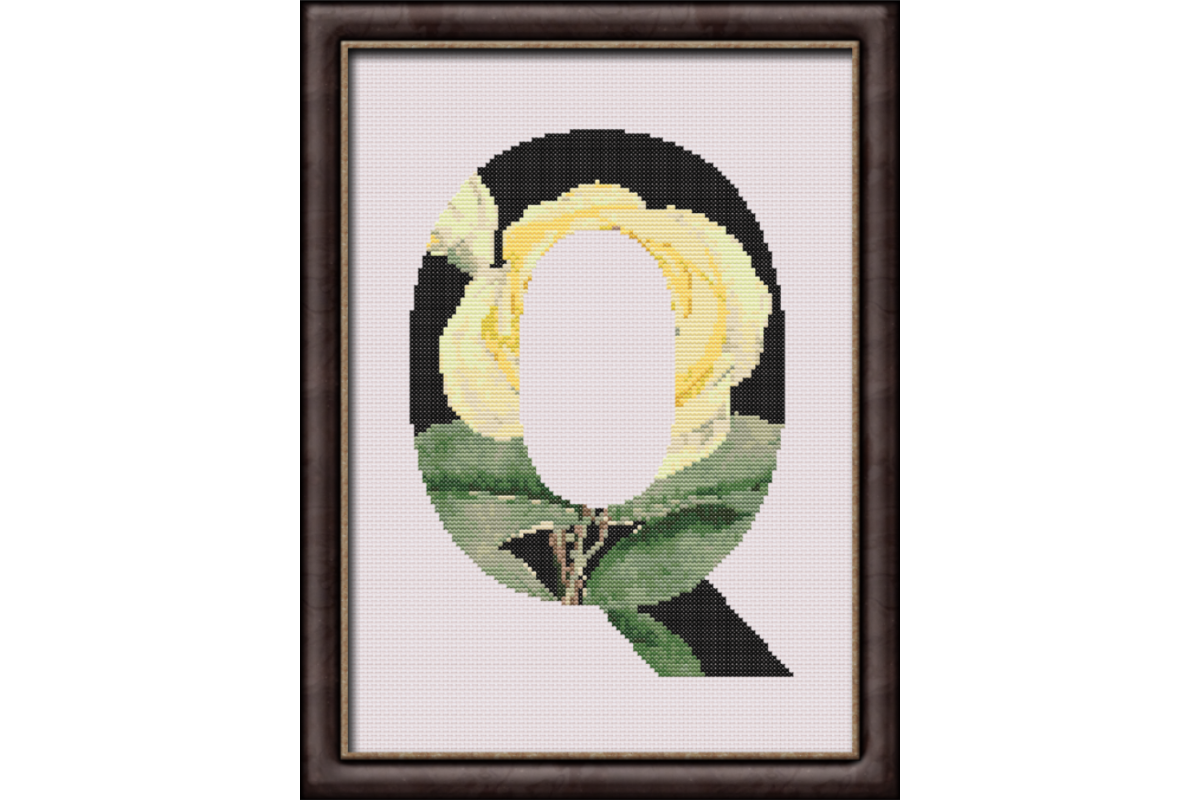Yellow Rose on Black Q Monogram