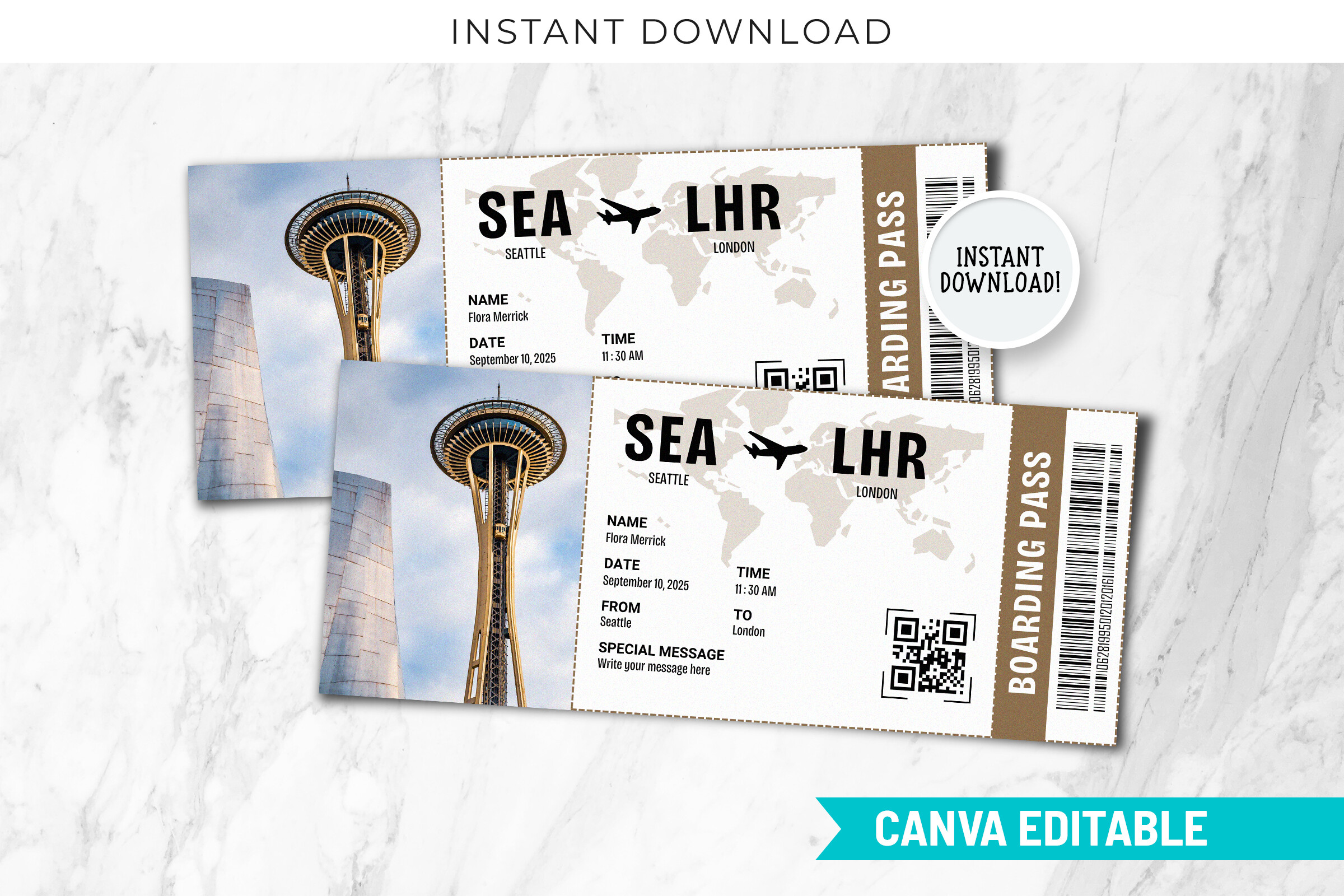 Boarding Pass Tickets Template Editable