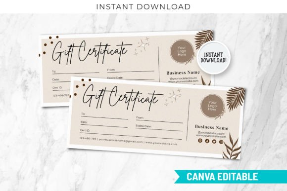 Boho Gift Certificate Template Editable