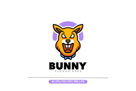Bunny Head Aggressive Mascot Logo