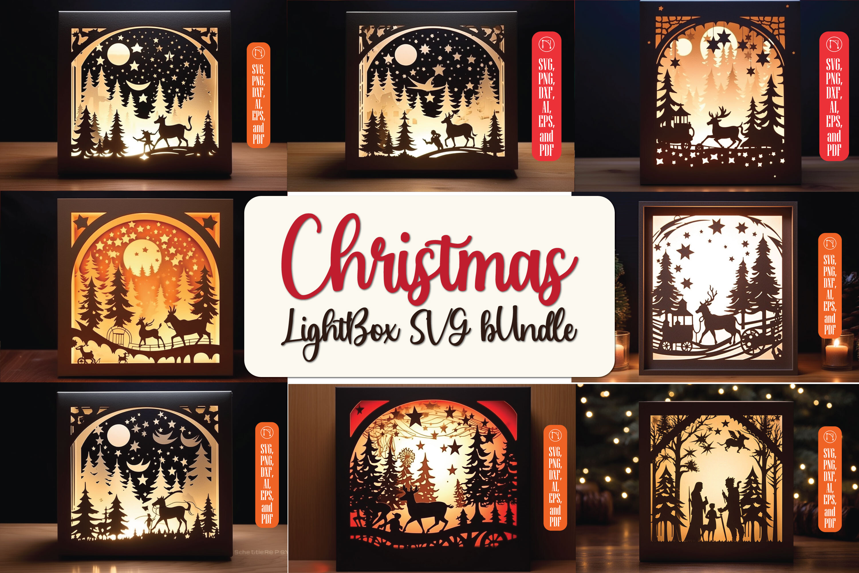 Christmas Decorations DIY Lightbox · Creative Fabrica