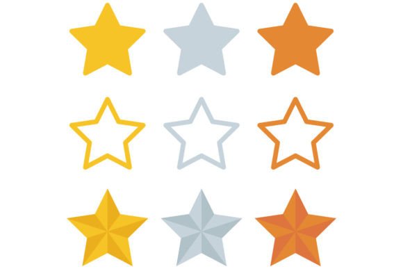 Colorful Bronze Silver and Gold Star Graphic Illustrations By rachmat280814