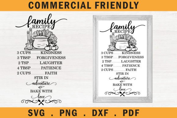 Family Recipe Kitchen Sign Making SVG