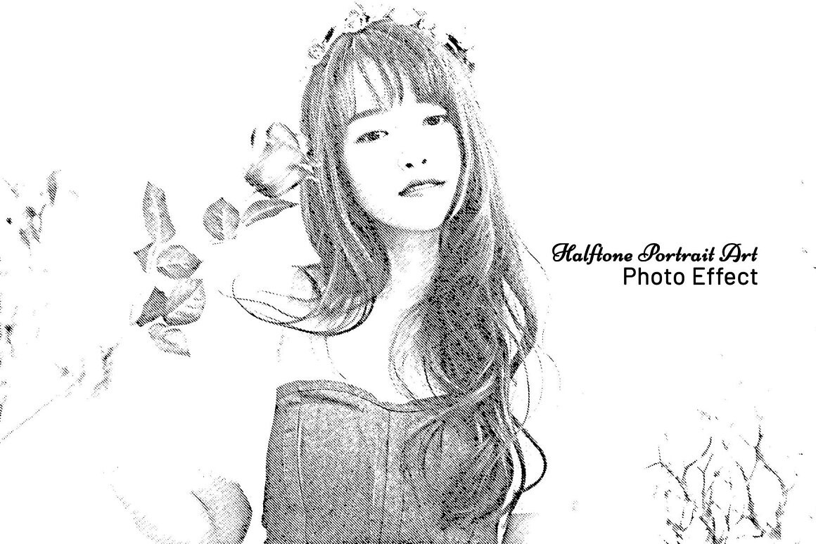 Halftone Portrait Art Photo Effect Graphic by mristudio · Creative Fabrica