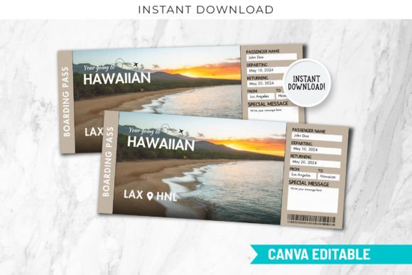 Hawaiian Boarding Pass Template Editable
