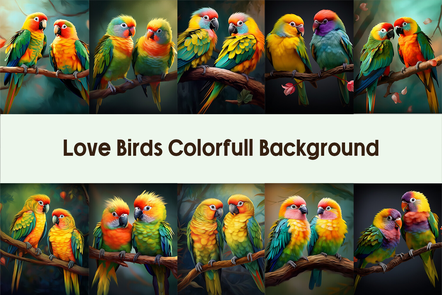 Love Birds Colorful Background Graphic by Pamilah · Creative Fabrica