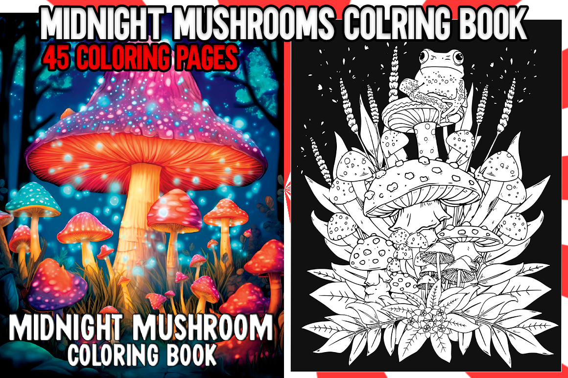 Midnight Mushroom Coloring Book Handmade