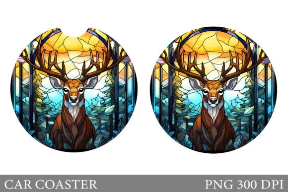 Stained Glass Deer Car Coaster Design