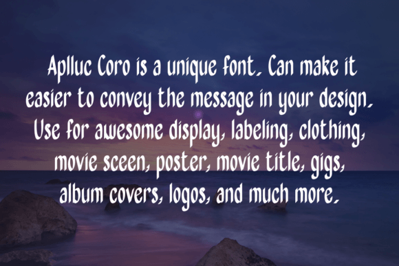 Aplluc Coro Font PNG with transparent background - Preview 2