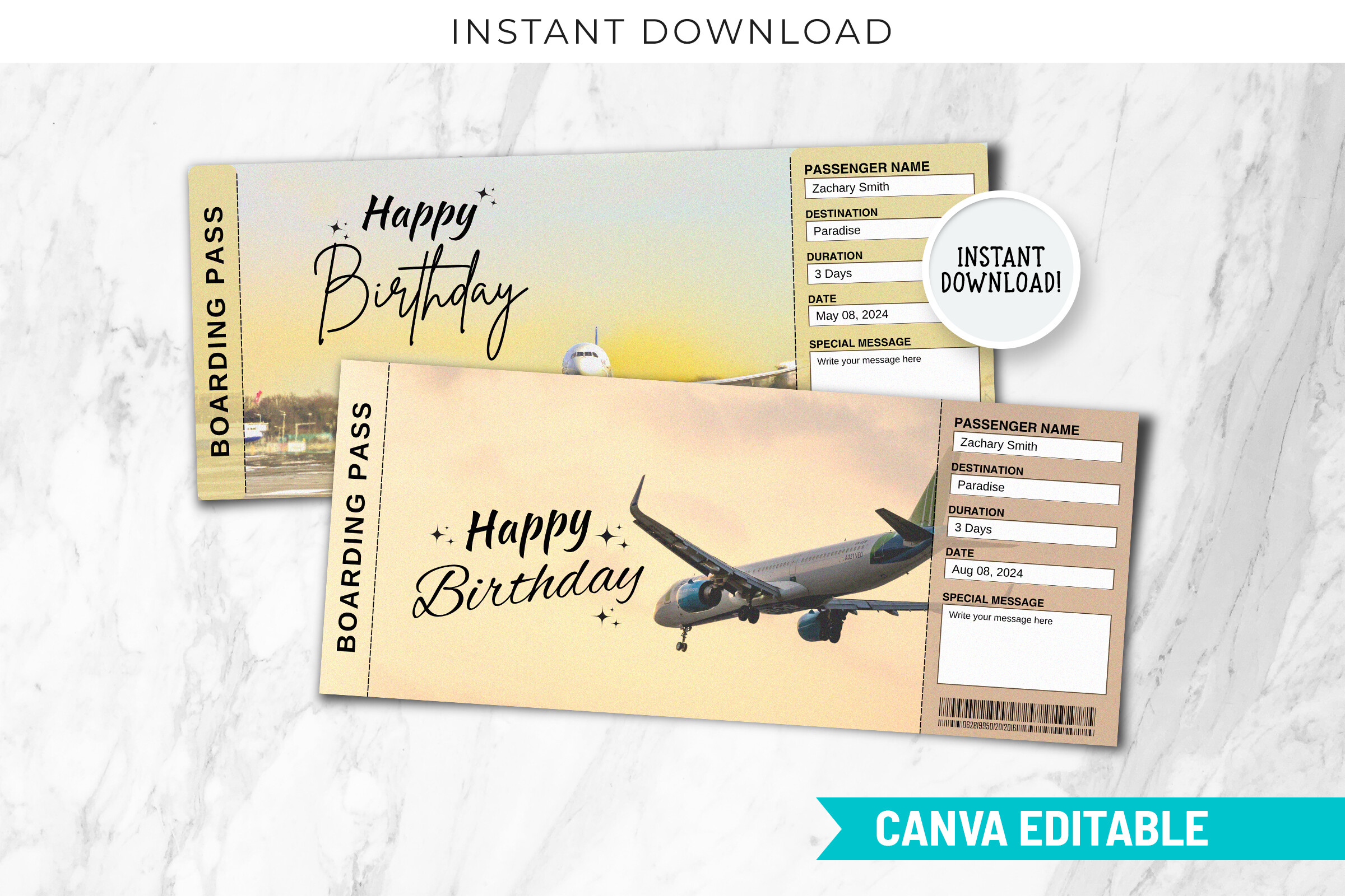 Birthday Airplane Ticket Printable