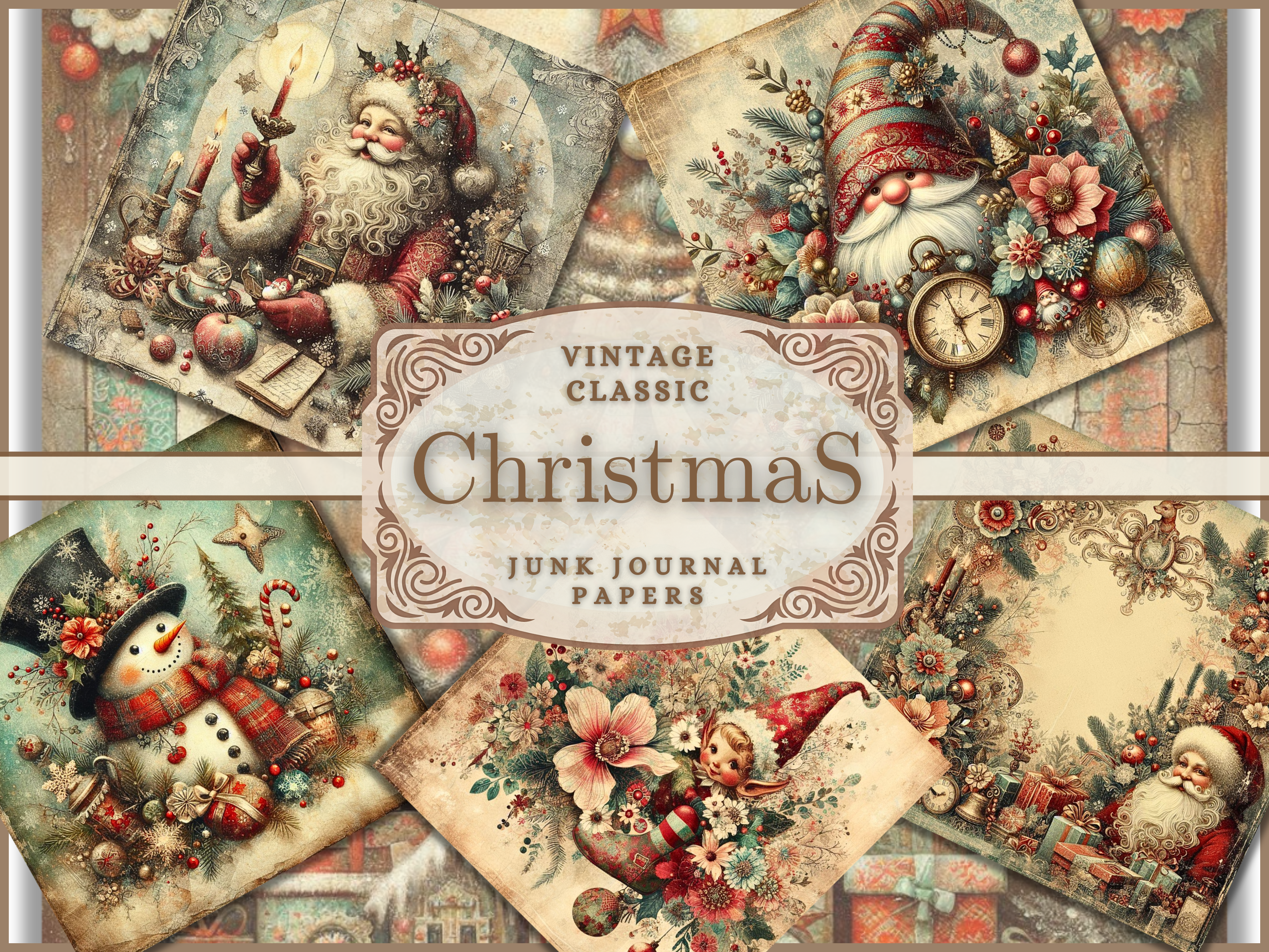 Christmas Backgrounds - Junk Journal Kit