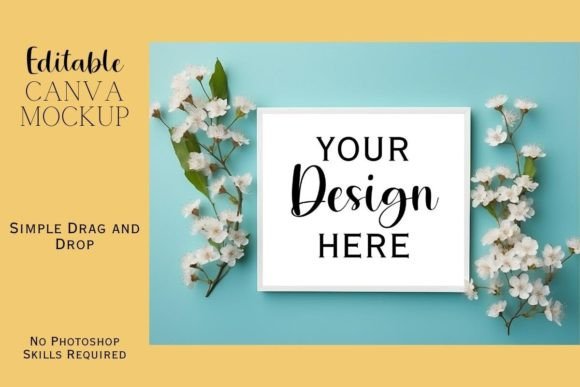 Floral Canva Flat Lay Mockup