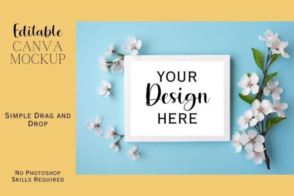 Floral Canva Flat Lay Mockup
