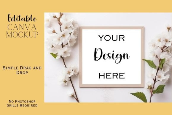 Floral Canva Flat Lay Mockup