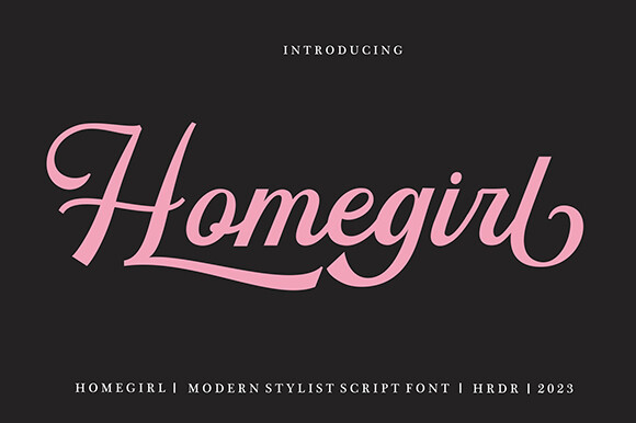 Homegirl preview, stylish modern script with neon-friendly strokes