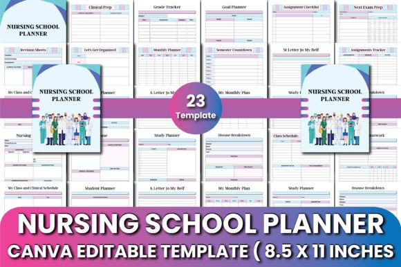 Nursing School Planner Canva Templates - Digital