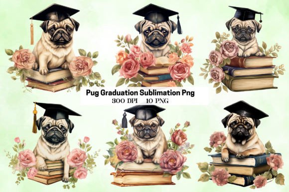 Pug Graduation Sublimation Png