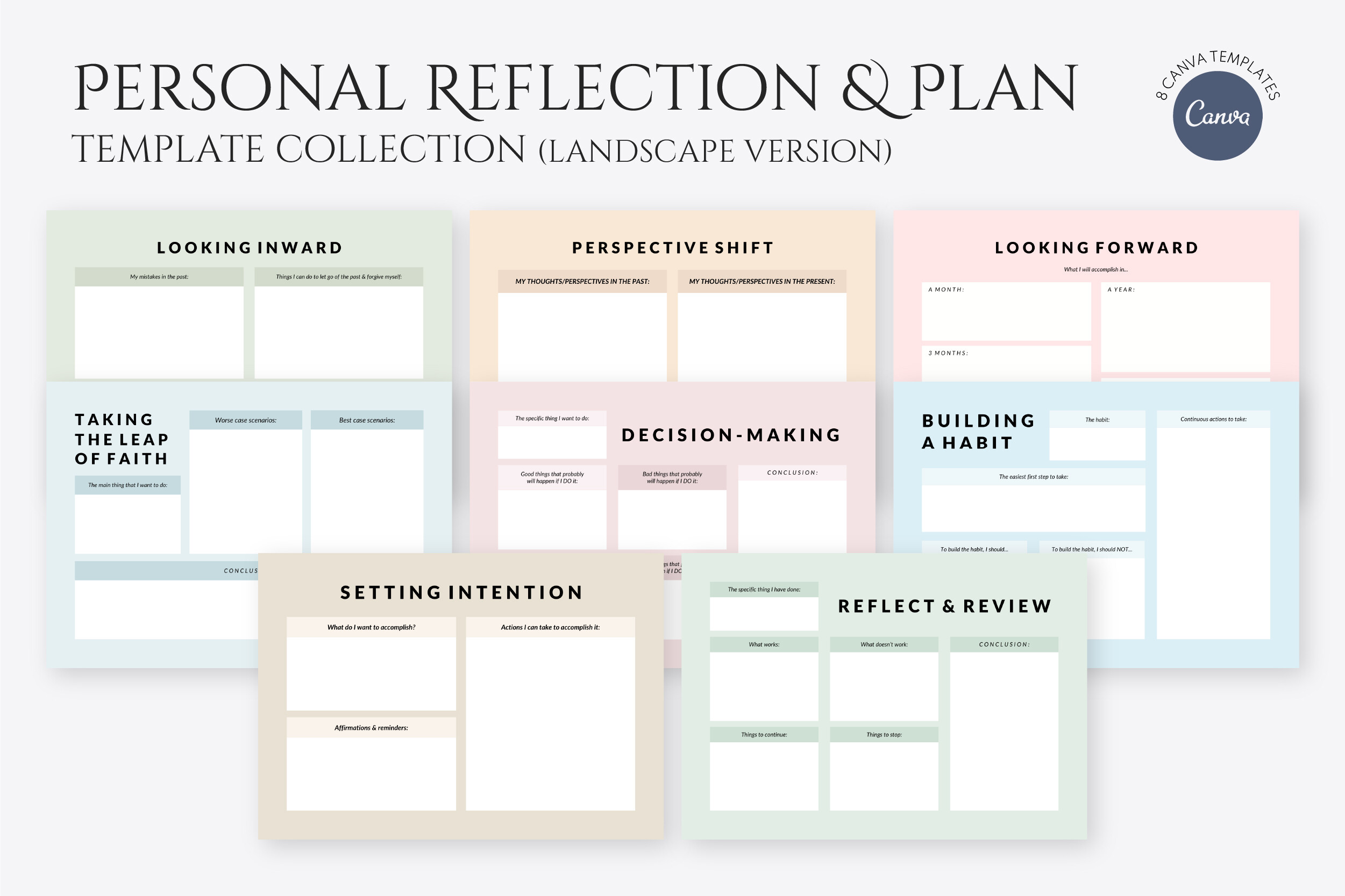 Reflection & Plan CANVA Template Set