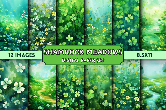 Shamrock Meadows Digital Paper Set Graphic by Craft Studios · Creative ...